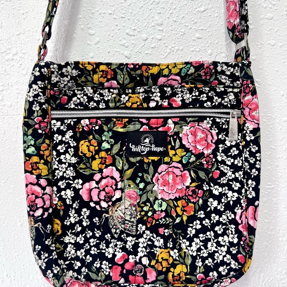 Floral Crossbody Bag - Black, Pink, Yellow